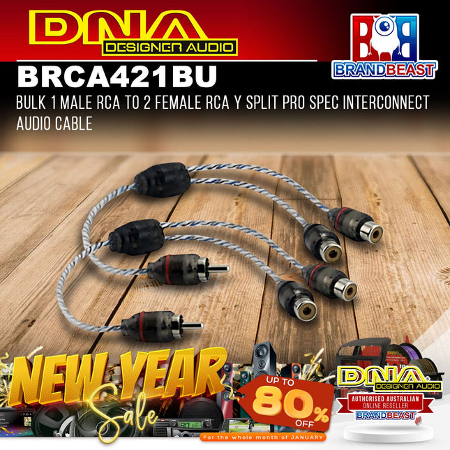 DNA BRCA421BU Blk Rca 1 Male - 2 Fem Y Split Pro Spec Intcon Audio Cable