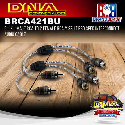 DNA BRCA421BU Blk Rca 1 Male - 2 Fem Y Split Pro Spec Intcon Audio Cable