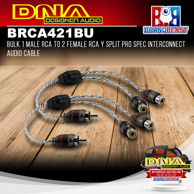 DNA BRCA421BU Blk Rca 1 Male - 2 Fem Y Split Pro Spec Intcon Audio Cable
