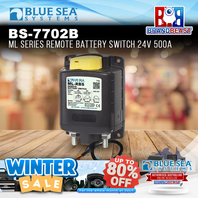 Blue Sea Systems BS-7702B ML Series Remote Battery Switch 24v 500A
