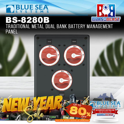 Blue Sea Systems BS-8280B Traditional Metal Dual Bank Battery Management Panel