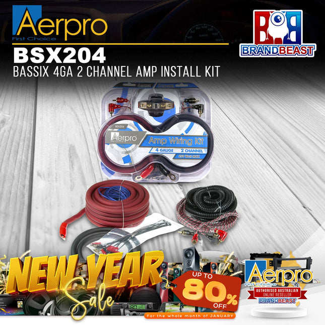 Aerpro BSX204 BASSIX 4GA 2-Channel Amplifier Install Kit