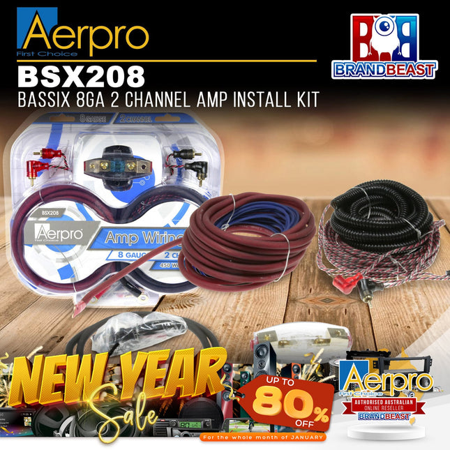 Aerpro BSX208 BASSIX 8GA 2-Channel Amplifier Install Kit