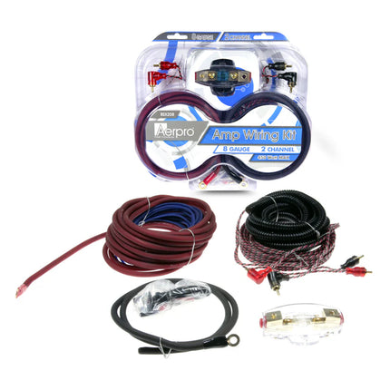 Mac Audio MC-BLK-1000 1-Channel Class-D Mini Mono Amplifier with MC-BLK-SUB25 250mm Bass Reflex Subwoofer Enclosure and Aerpro BSX208 Wiring Kit Package