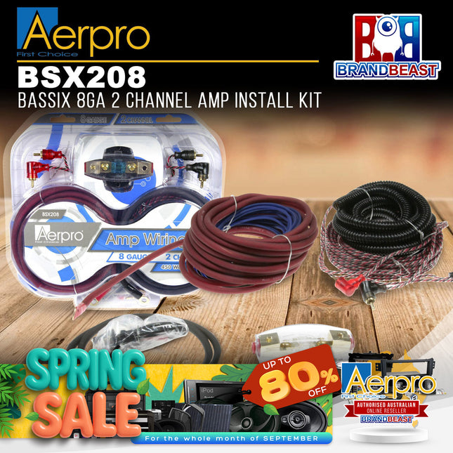 Aerpro BSX208 BASSIX 8GA 2-Channel Amplifier Install Kit