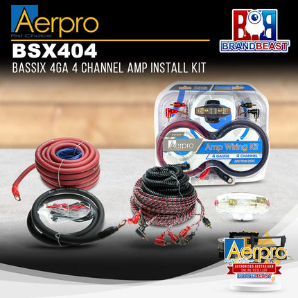 Aerpro BSX404 Bassix 4GA 650W 4-Channel Amplifier Install Wiring Kit