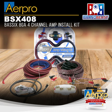 Aerpro BSX408 BASSIX 8GA 4-Channel Amplifier Install Kit