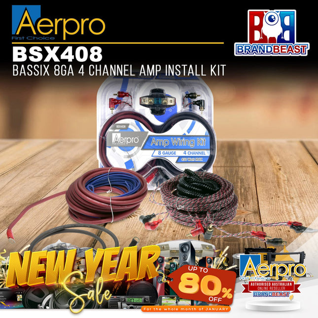 Aerpro BSX408 BASSIX 8GA 4-Channel Amplifier Install Kit