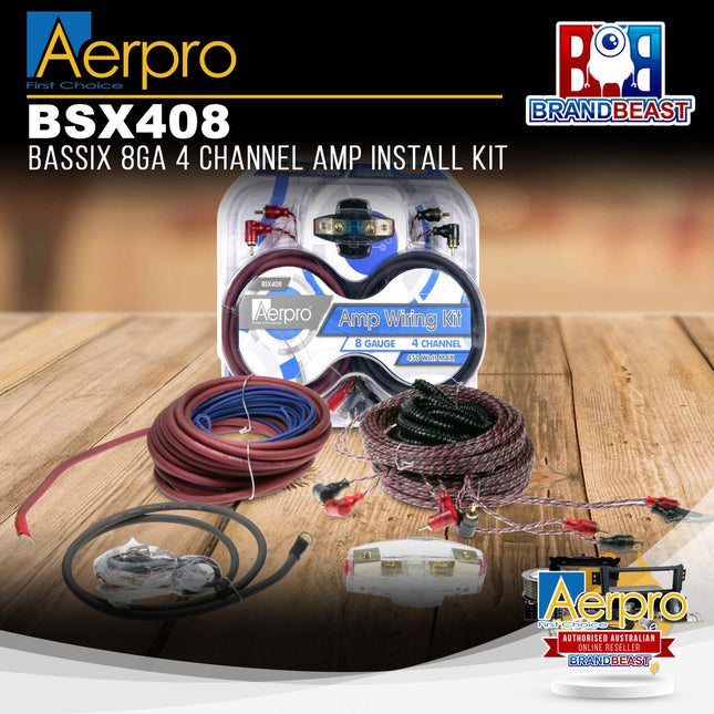 Aerpro BSX408 BASSIX 8GA 4-Channel Amplifier Install Kit
