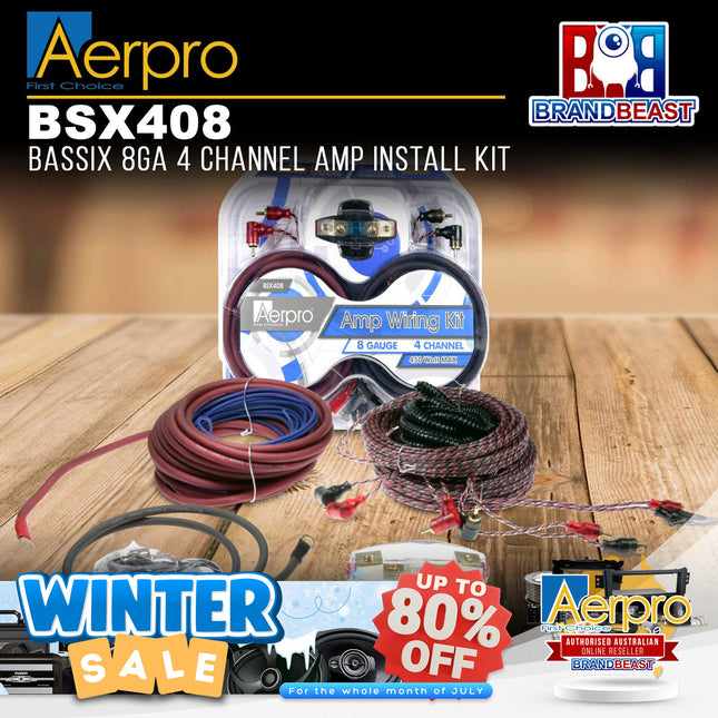 Aerpro BSX408 BASSIX 8GA 4-Channel Amplifier Install Kit