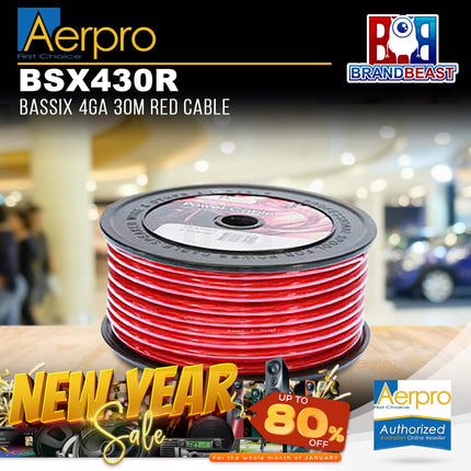 Aerpro BSX430R 30M BASSIX 4GA Speaker Power Cable - Red