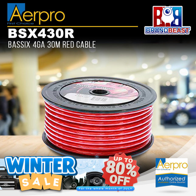 Aerpro BSX430R 30M BASSIX 4GA Speaker Power Cable - Red