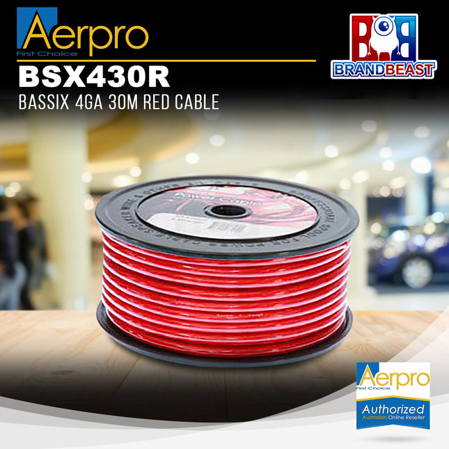 Aerpro BSX430R 30M BASSIX 4GA Speaker Power Cable - Red