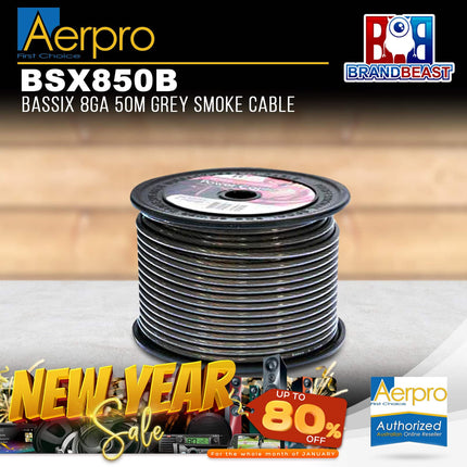 Aerpro BSX850B Bassix 8GA 50m Grey Smoke Cable