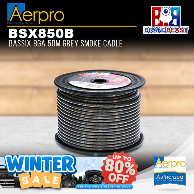 Aerpro BSX850B Bassix 8GA 50m Grey Smoke Cable
