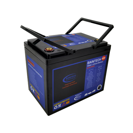 BAINTECH BTBLUELITH12/110 12.8V 110Ah Lithium Battery with Bluetooth - Premium LiFePO4 Auxiliary Battery with Wireless Monitoring and AS/NZS Compliance