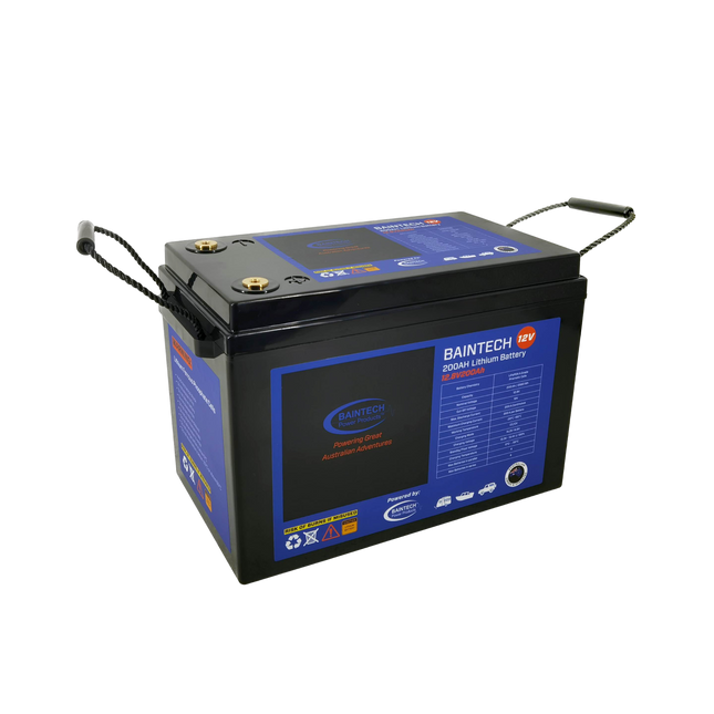 BAINTECH BTBLUELITH12/200 Lithium Battery 12.8v 200AH Bluetooth - High-Capacity LiFePO4 Deep-Cycle Battery with Bluetooth Monitoring and 200A Continuous Discharge