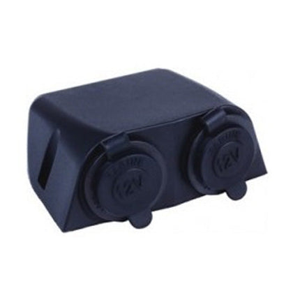 BAINTECH BTCIGA-003R Surface Mount Double Cigarette Lighter Socket with PVC Housing - Dual 12V DC Accessory Power Outlets for Vehicles, Caravans, Boats, and 4WD Applications
