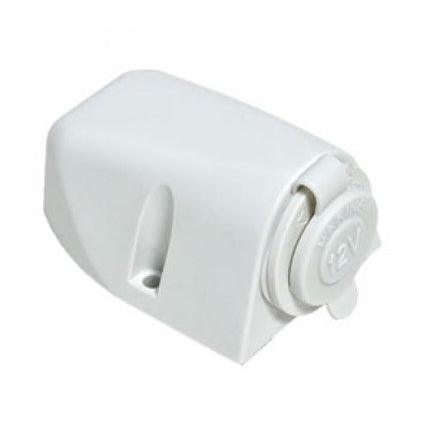 BAINTECH BTCIGAWHITE-002 Surface Mount Single Cigarette Lighter Socket White with PVC Housing - Heavy Duty 12V Power Outlet for Vehicles and Recreational Applications
