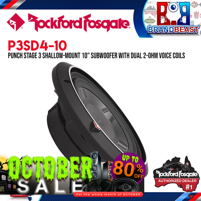Rockford Fosgate P3SD4-10 Punch 10" P3S Shallow 4-Ohm DVC Subwoofer