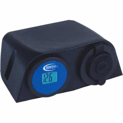 BAINTECH BTDCM004 Surface Mount DC 12V LCD Meter + Merit Socket - Integrated Voltage Display and Power Socket Combo Unit