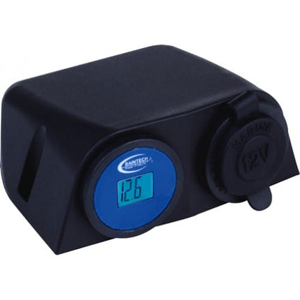 BAINTECH BTDCM006 Surface Mount Double DC 12V LCD Meter + Engel Socket - Integrated Voltage Display and Engel Socket Combo Unit