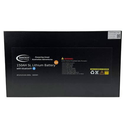 BAINTECH BTLP12V150-200SL 12V 150Ah Slimline Lithium Battery with 200A BMS and Digital Display - High-Power Ultra-Compact LiFePO4 Battery for Space-Constrained High-Demand Applications