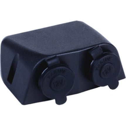 BAINTECH BTM-03 Surface Mount Double Merit Socket with PVC Housing - Dual Heavy-Duty 12V DC Merit Outlets for Vehicles, Caravans, 4WD, and Commercial Equipment