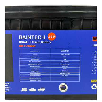 Baintech BTMARINELITH36/100 36V 100Ah Marine Lithium Battery