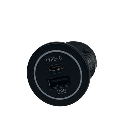 BAINTECH BTUSB-C TYPE Dual USB Charger with Type-C Port - 12V/24V Universal Power Delivery with 2.1A USB and 3A Type-C Fast Charging plus IP54 Magnetic Dust Cover