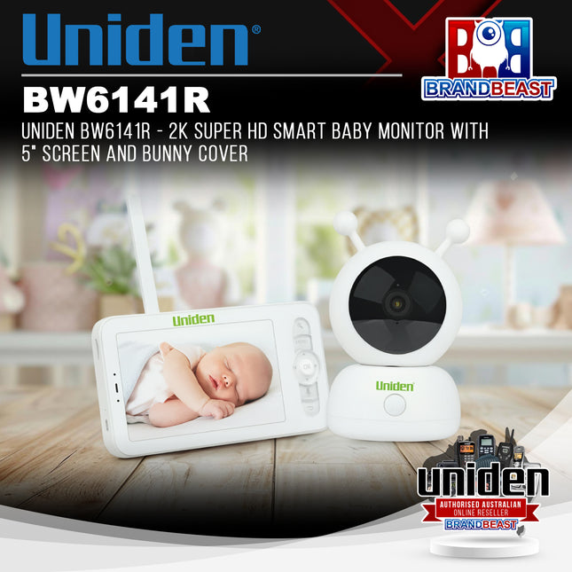 UNIDEN BW6141R - 2K Super HD Smart Baby Monitor with 5" Screen and Bunny Cover