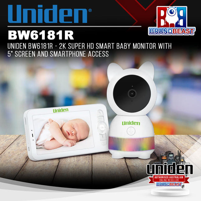 UNIDEN BW6181R - 2K Super HD Smart Baby Monitor with 5" Screen and Smartphone Access