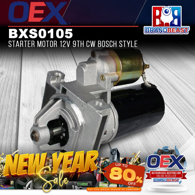 OEX BXS0105 Starter Motor 12V 9TH CW Bosch Style