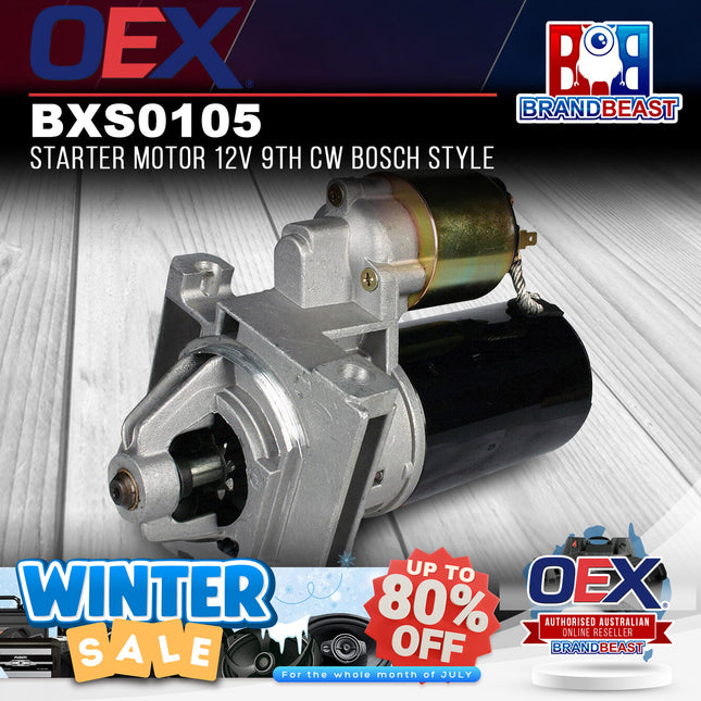 OEX BXS0105 Starter Motor 12V 9TH CW Bosch Style