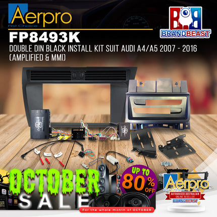 Aerpro FP8493K Double DIN Black Install Kit Suit Audi A4/A5 2007 - 2016