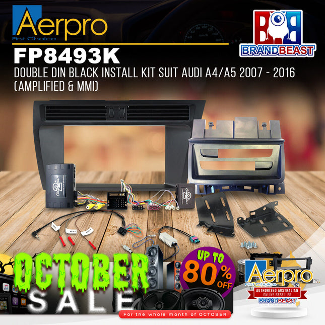 Aerpro FP8493K Double DIN Black Install Kit Suit Audi A4/A5 2007 - 2016