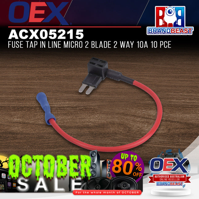 OEX ACX05215 Fuse Tap In Line Micro 2 Blade 2 Way 10A 10 Pce