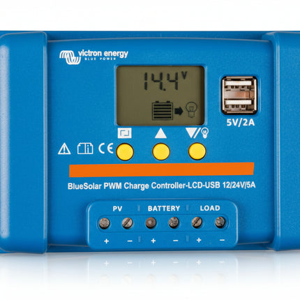 Victron Energy SCC010005050 Blue Solar Charge Controller PWM-LCD & USB 12/24V-5A