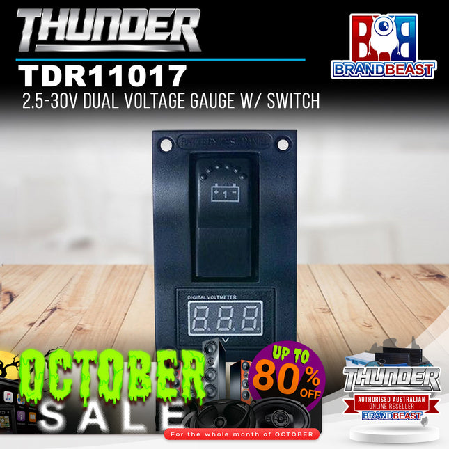 Thunder TDR11017 2.5-30V Dual Voltage Gauge w/ Switch