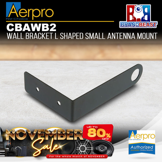 Aerpro CBAWB2 Black Wall Mount Small L-Shaped UHF Antenna Bracket