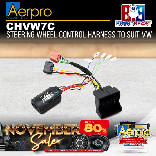 Aerpro CHVW7C Steering Wheel Control Harness Suit Volkswagen Factory Amplified