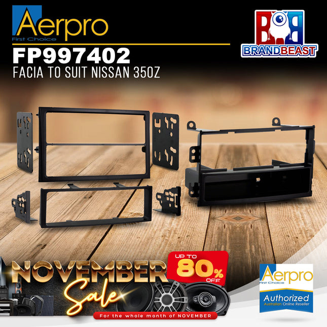 Aerpro FP997402 Single/Double DIN Black Facia Kit Suit Nissan 350Z 2003 - 2008