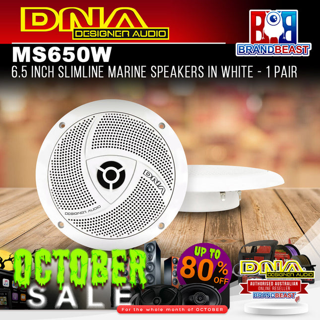 DNA MS650W 6.5" 100W Slimline Ultra Slim Marine Speakers White - Pair