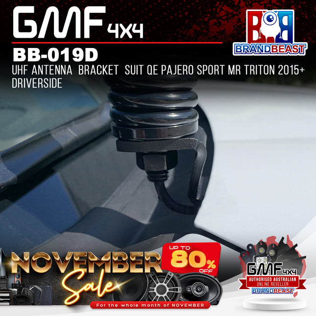 GMF4x4 BB-019D UHF Antenna Bracket Suits QE Pajero & MR Triton 2015+ Driver Side