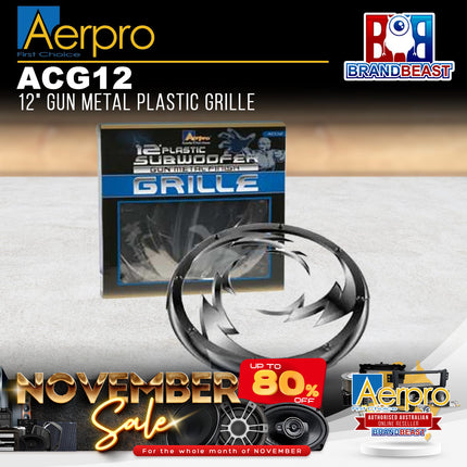 Aerpro ACG12 12" Gun Metal Plastic Grille