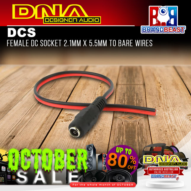 DNA DCS Female DC Socket 2.1mm x 5.5mm To Bare Wires