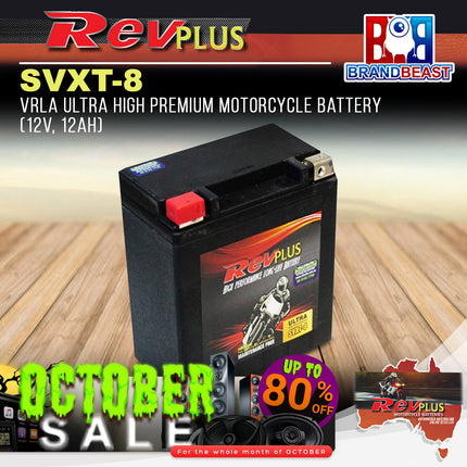 RevPLUS SVXT-8 VRLA Ultra High Premium Motorcycle Battery (12V, 12Ah)