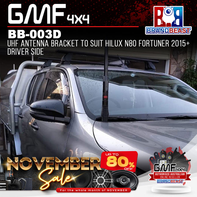 GMF4x4 BB-003D UHF Antenna Bracket Suit Hilux N80 & Fortuner 2015+ - Driver Side