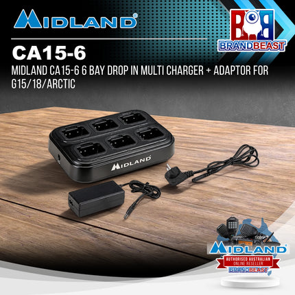 Midland CA15-6 6 Bay Drop In Multi Charger + Adaptor For G15/18/ARCTIC