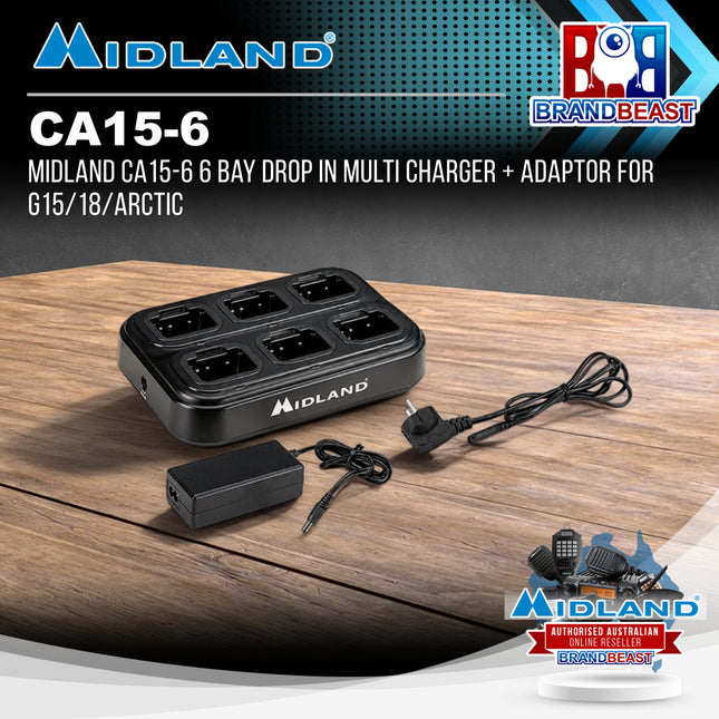 Midland CA15-6 6 Bay Drop In Multi Charger + Adaptor For G15/18/ARCTIC